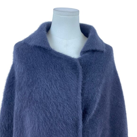 Womens Navy Blue/ Grey Wrap Cape Coat Oversized Style Sz 175/92A US L - Picture 4 of 12